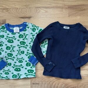 Hanna Andersson set of 2 waffle knit organic cotton long sleeve pajama tops sz 5